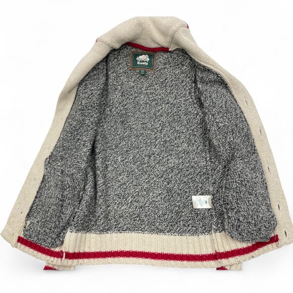 Roots Canada Wool Blend Elbow Patch Cardigan Curling Varsity Sweater Men's XS - Picture 8 of 11